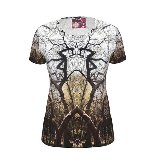 Tree Majesty Ladies Fitted Designer T Shirt Artist Designed Nature Print