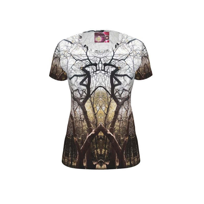 Tree Majesty Ladies Fitted Designer T Shirt Artist Designed Nature Print