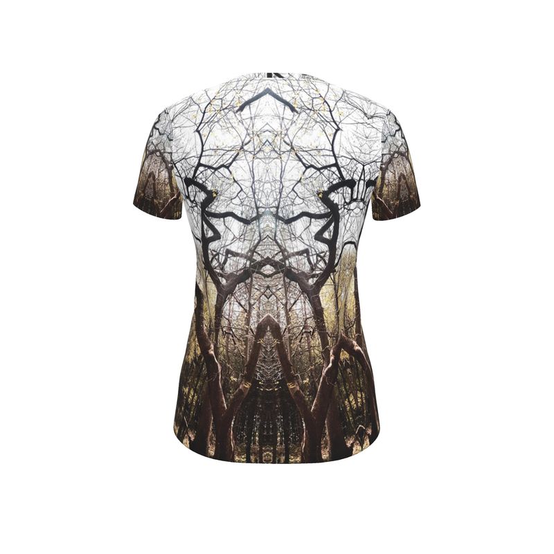 Tree Majesty Ladies Fitted Designer T Shirt Artist Designed Nature Print