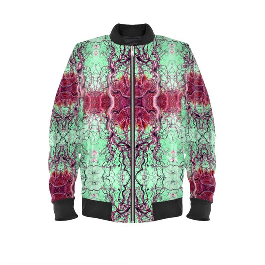 Curly hazel nature inspired designer bomber jacket