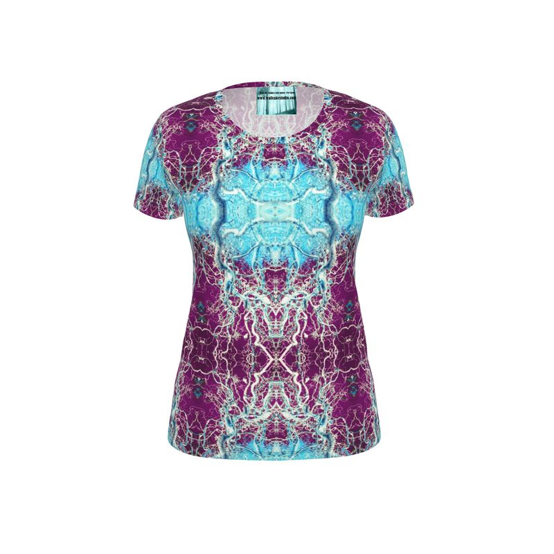 Purple and blue curly hazel cosy designer fitted t shirt