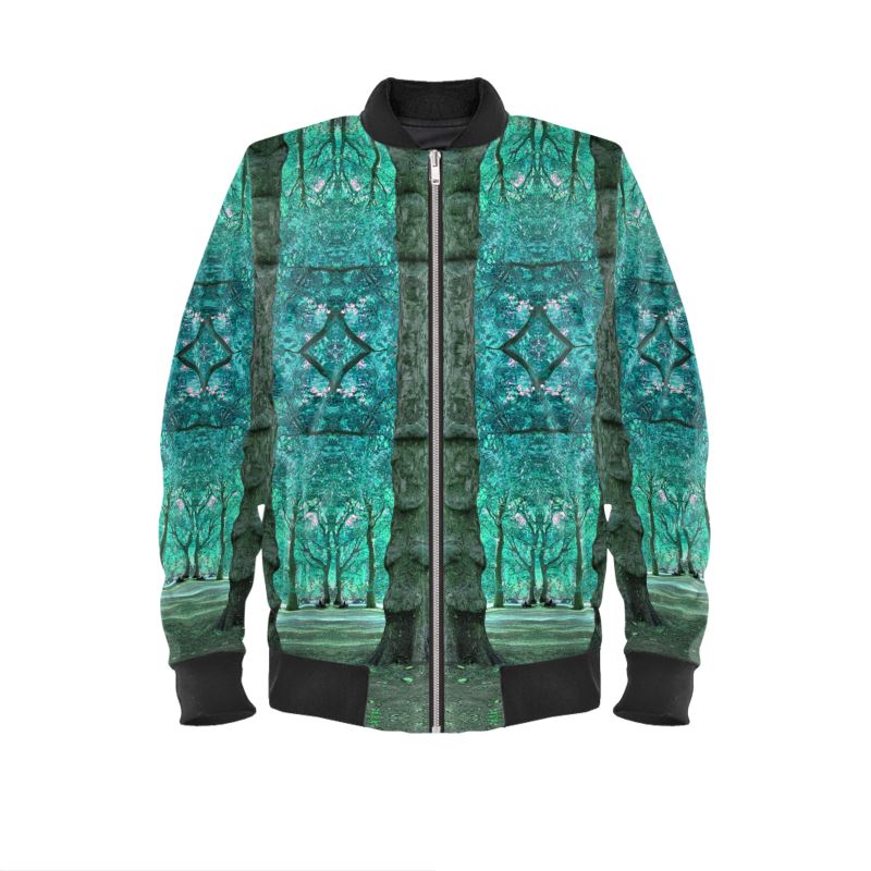 Aqua Blue Turquoise Tree Architecture designer bomber jacket