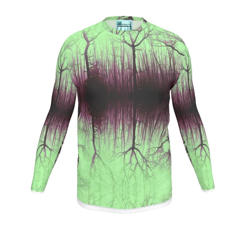 Green Long Sleeve designer t shirt. Mens unisex unique fashion top. Clothing for nature lovers.