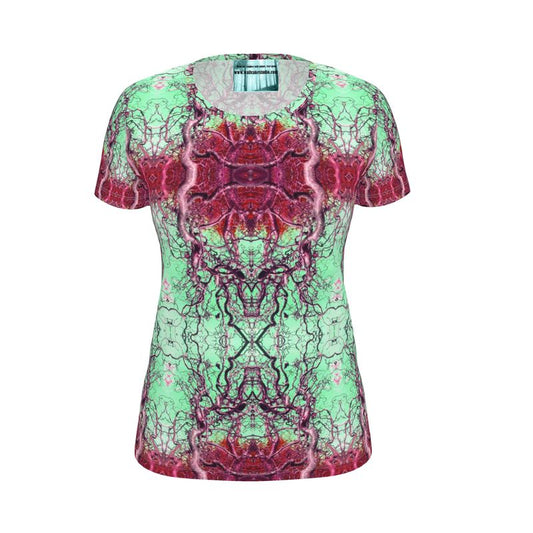 Green and magenta curly hazel designer fitted t shirt